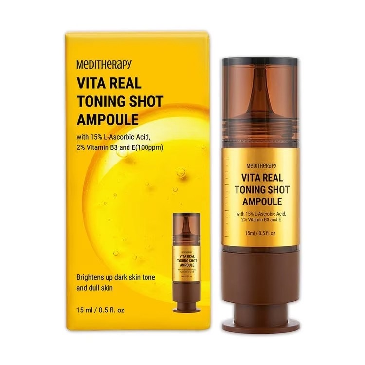เซรั่มหน้า MEDITHERAPY Vita Real Tonning Shot Ampoule วิตามิน C สูง ต้านอนุมูลอิสต์ในผิว บำรุงผิวหน้า ดูแลรอยสิว ปรับปรุงความกระจ่างใสของผิว 15ml