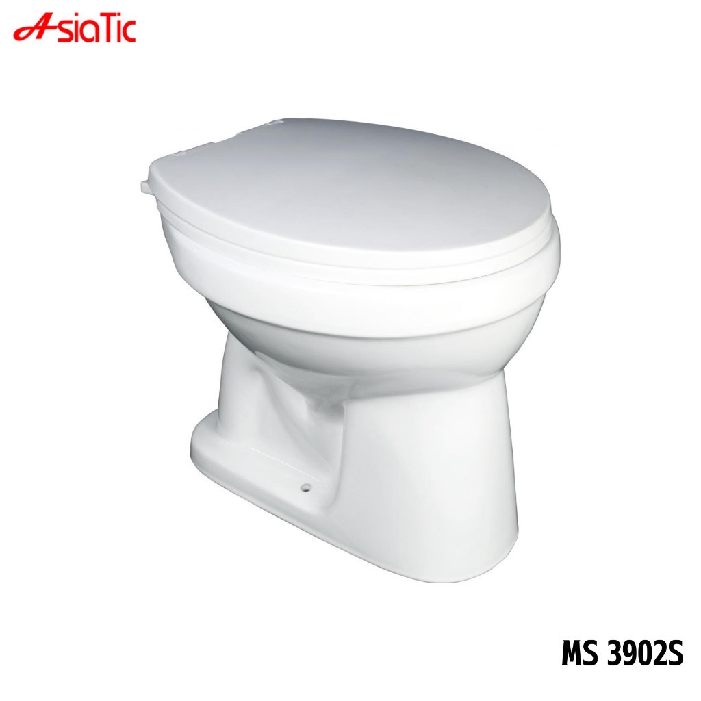 Asiatic สุขภัณฑ์นั่งหน้าสั้นแบบราบราดน้ำ รุ่นMS3902​ ตัวใหญ่
