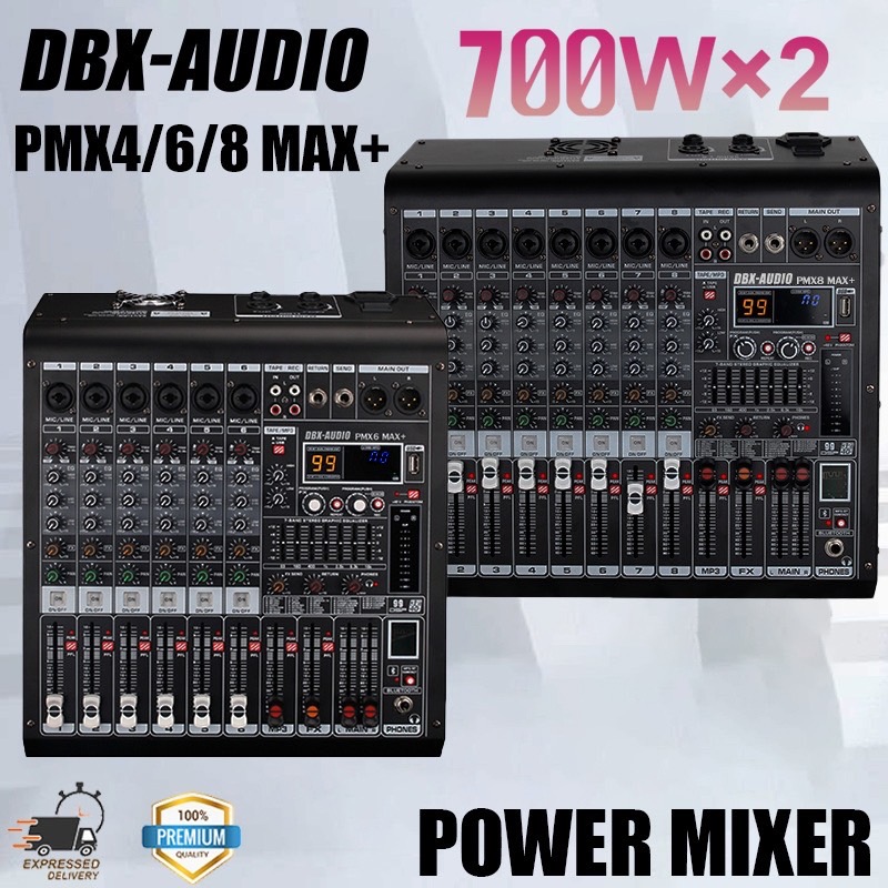 DBX-AUDIO PMX4 MAX+/ 6 MAX+/8 MAX+ มิกเซอร์มืออาชีพ, มิกเซอร์ 4/6/8 ช่อง, มิกเซอร์กําลัง 700 วัตต์ power ampfiier mixer