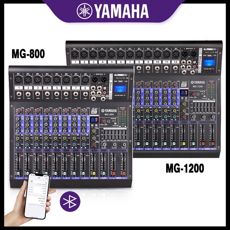 YAMAHAแท้ MG800/1200 มิกเซอร์มืออาชีพ มิกเซอร์เอฟเฟค 6/8/12ช่อง มิกเซอร์  Mixer Bluetooth/USB/MP3/SD/phantom power 48v