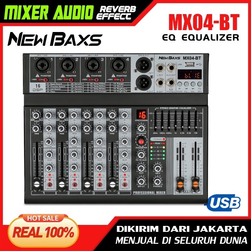NEW BAXS 99 DSP คอนโซลเสียง Audio Mixer มิกเซอร์ดิจิทัล มิกเซอร์ 4-Channel MX04BT Equalizer USB Bluetooth/MP3 บลูทูธ