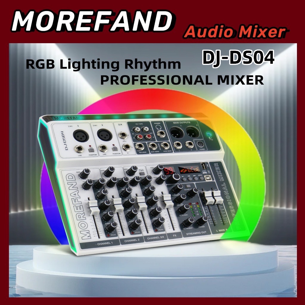 DJ-DS04 มิกเซอร์บลูทูธ อีคิวปรับเสียง มิกเซอร์เอฟเฟค,mixer,DSP99/2เอาต์พุตกลุ่ม/บลูทูธ/USB/48v