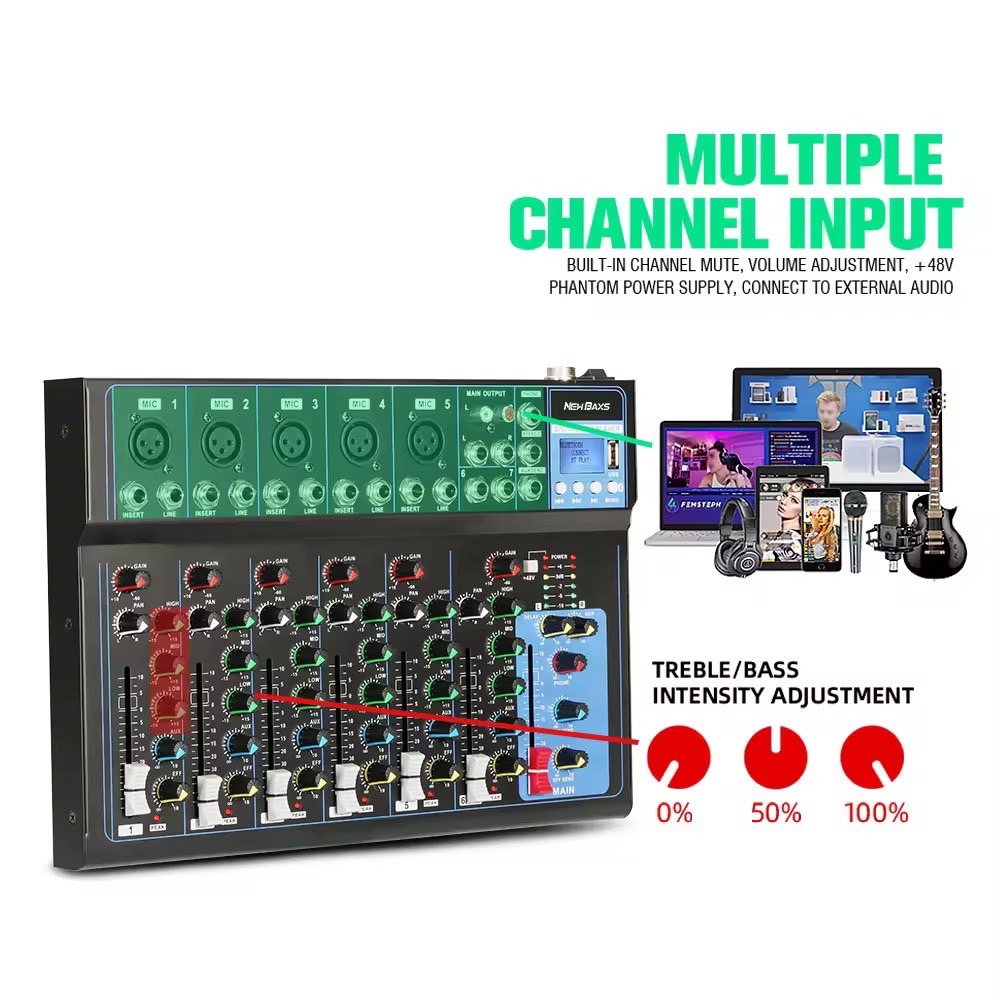 NewBaxs มิกเซอร์ MG07BT 7 -channels เครื่องผสม usb Amplifiers แอมป์การแสดงบนเวที KTV ที่ร้องเพลงสดโดยเฉพาะ มิกเซอร์ mixer เครื่องเสียง มิกซ์เซอร์ มิ๊กป COD