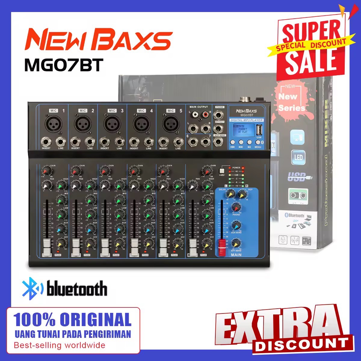 NewBaxs มิกเซอร์ MG07BT 7-channels เครื่องผสม usb Amplifiers แอมป์การแสดงบนเวที KTV ที่ร้องเพลงสดโดยเฉพาะ มิกเซอร์ mixer เครื่องเสียง มิกซ์เซอร์ มิ๊ก