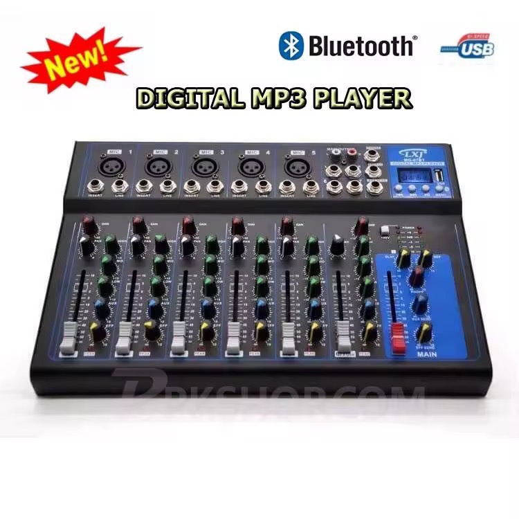 มิกเซอร์ MG07 มิกซ์เซอร์ 7 แชลแนล DJ สตูดิโอ KARAOKE Live สด Gaming ควบคุมซาวด์ Sound Mixer 7-Channel รองรับบลูทูธ USB MP3 รุ่นใหม่ล่าสุด