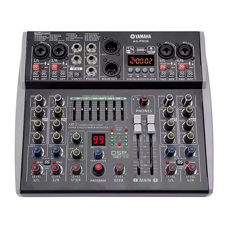 AG-PRO6 มิกเซอร์,mixer,มิกเซอร์บลูทูธ อีคิวปรับเสียง มิกเซอร์เอฟเฟค(USB พร้อมฟังก์ชั่นการ์ดเสียง การบันทึกดิสก์,พร้อมฟังก์ชั่น OTG)