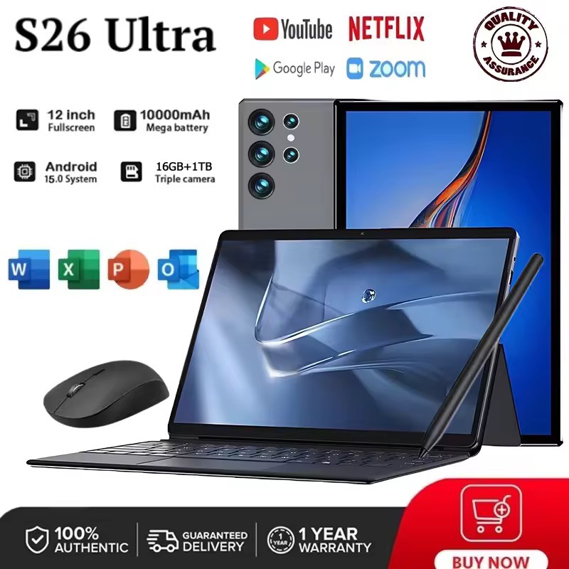 【ซื้อ1แถม12+แป้นพิมพ์ฟรี】2025 ใหม่ samsung S26 Ultra 5G 10.1นิ้ว แท็บเล็ต RAM16GB ROM1TB Full HD 13-Core แท็บเล็ตถูกๆ