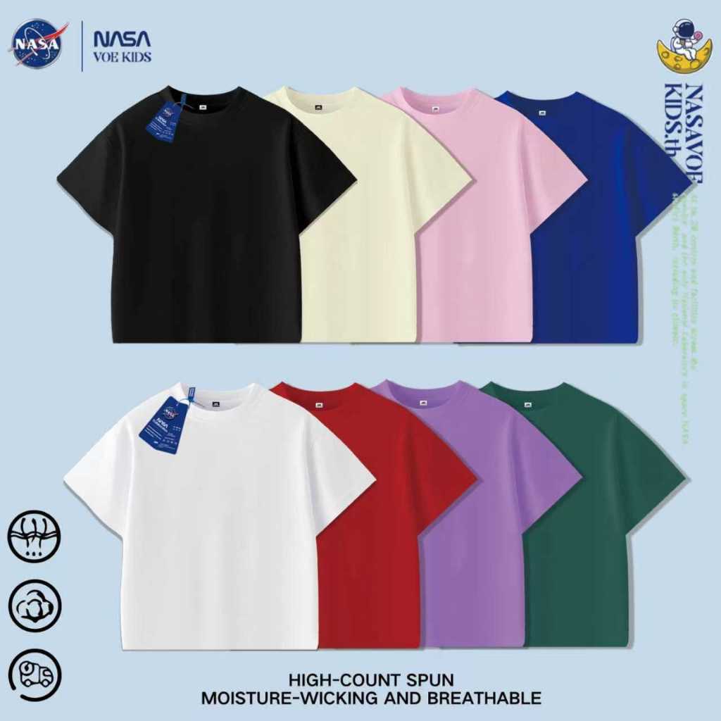 เสื้อยืดสำหรับเด็ก ทำจากผ้าฝ้ายแท้ แขนสั้นสีสดใส พร้อมพิมพ์โลโก้ เพื่อกลุ่มหรือคลับของคุณ