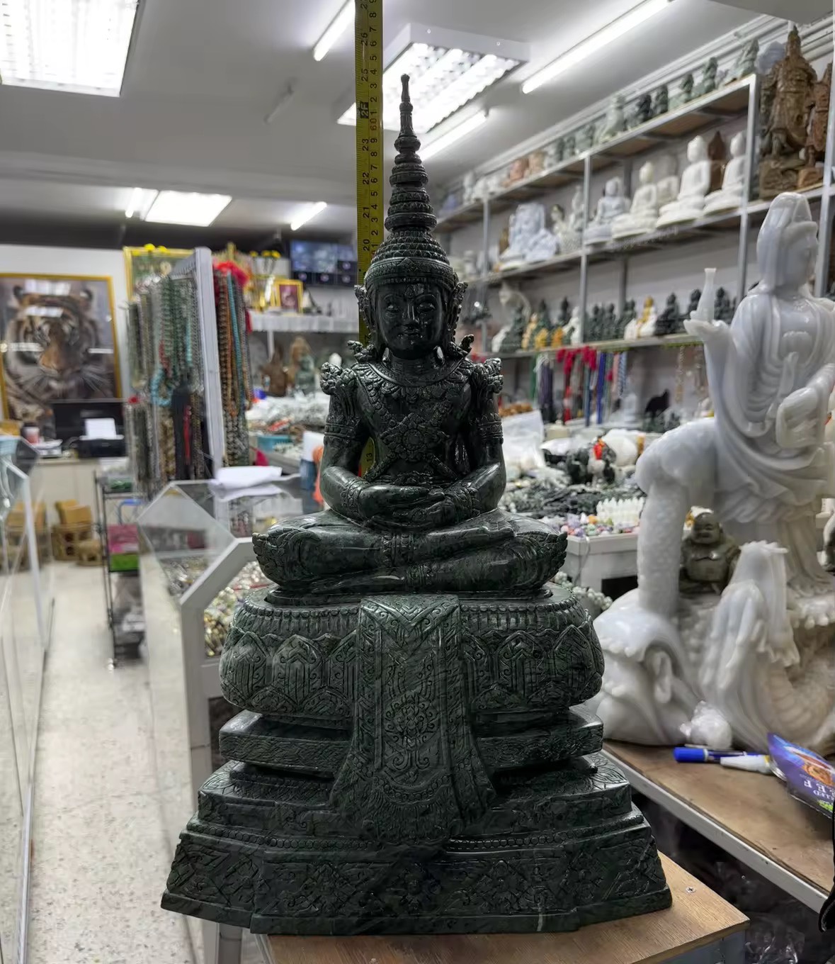 พระแก้วมรกต หน้าตัก 9นิ้ว หินเขียว พร้อมฐานสูง