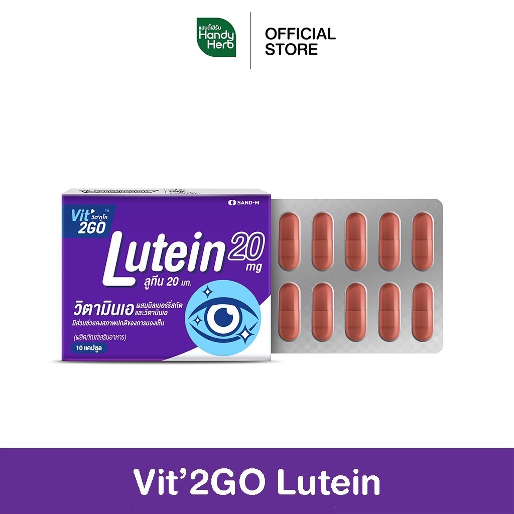 HandyHerb Vit2go Lutein วิตทูโก ลูทีน วิตามิน บำรุงสายตา แก้ตาล้า ชนิดแคปซูล แบบแผง