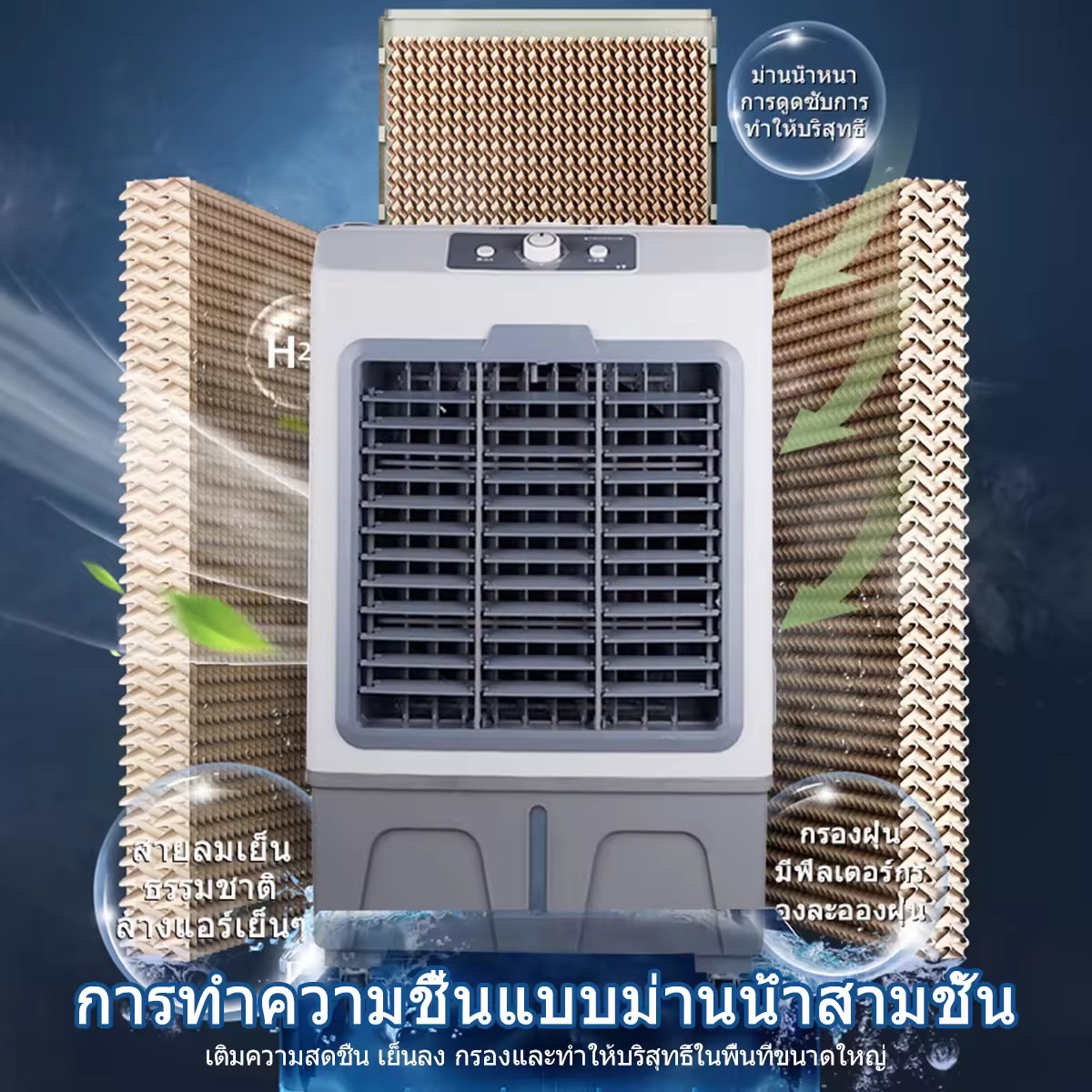 FCF 40L / 30L พัดลมไอเย็น เครื่องปรับอากาศ เครื่องปรับอากาศเคลื่อนที่ พัดลมไอน้ำพกพา พัดลมไอน้ำ แอร์ พัดลมแอร์เย็นๆ พัดลมไอน้ำเย็น Air Cooler fan