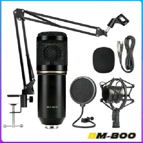 ไมค์อัดเสียง ไมค์ คอนเดนเซอร์ (Pro Condenser Microphone BM800) พร้อม ขาตั้งไมค์โครโฟน และอุปกรณ์เสริม (โช้คอัพโลหะ)