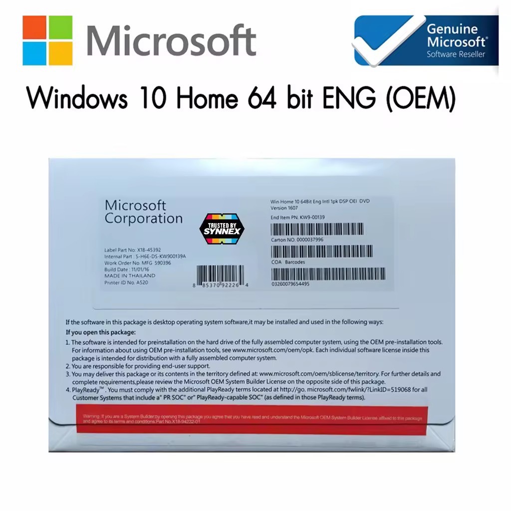 Windows 10 PRO Oem ลิขสิทธิ์ แท้ จาก ไมโครซอฟ