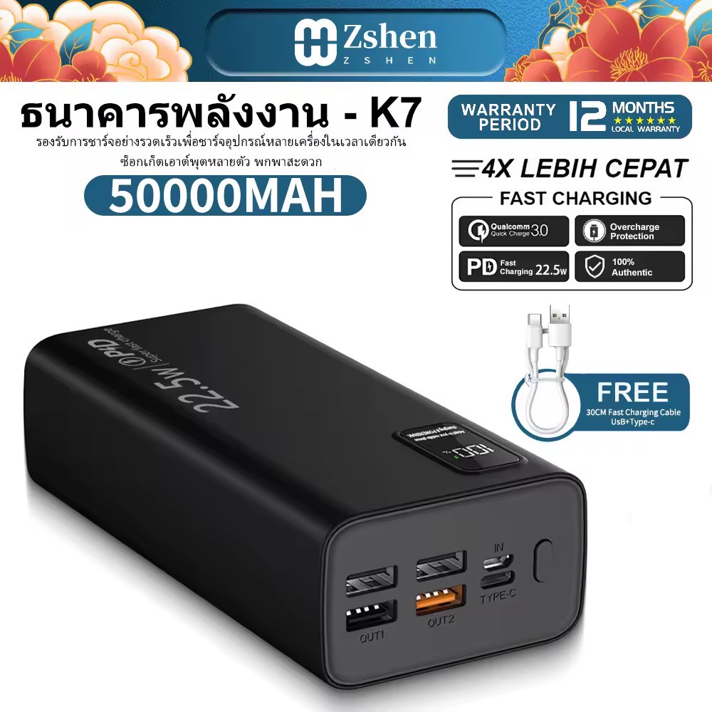 ZSHEN Power Bank 12000mAh พาวเวอร์แบงค์ Mini แบตสำรอง Type-C/L Output แบตสำรองความจุ พาวเวอร์แบงค์ขนาดเล็ก Fast Charging portable แบตเตอรี่สำรอง