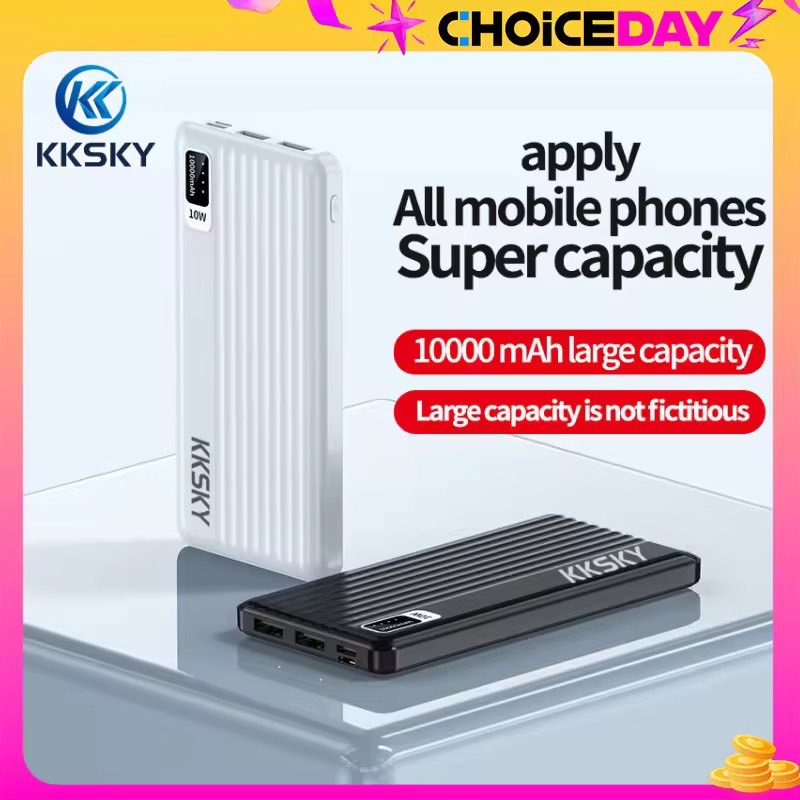 KKSKY พาวเวอร์แบงค์ 10000mAh power bank พาวเวอร์แบงค์พกพา USB Quick Charge 3.0 2ช่องชาร์จ น้ำหนักเบา พกพาสะดวก