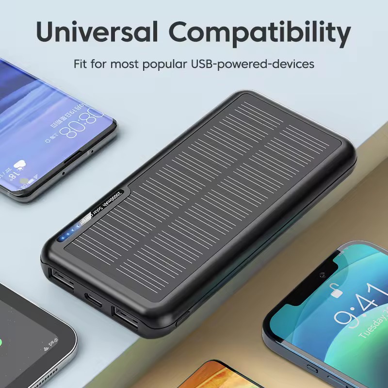 【50% OFF Voucher】KUULAA Solar Power Bank 20000mAh Portable Fast Charging PowerBank 20000 mAh Outdoor USB พลังงานแสงอาทิตย์ พกพาง่าย PowerBank External Battery Charger For iPhone Xiaomi Samsung