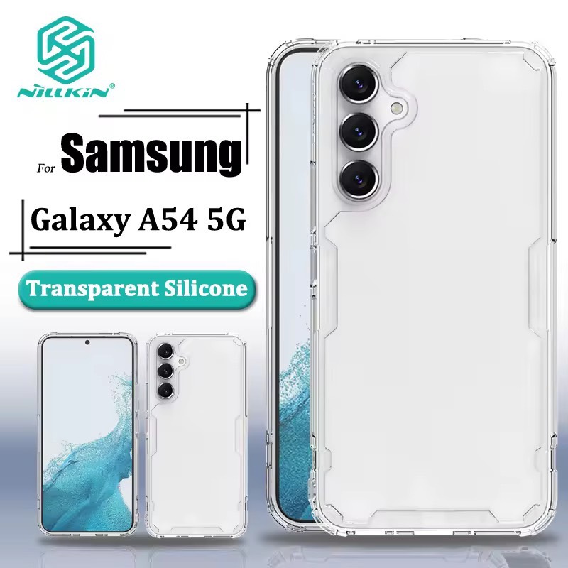 Nillkin เคสซิลิโคนนิ่มหรูหราสำหรับ Samsung Galaxy A55 A54 S24 Ultra S24 Plus S24 S23 Ultra S23 Plus S23 S22 Ultra S22 A53 A73 5G A52 A52S เคสโทรศัพท์โปร่งใส TPU + PC ฝาหลังซิลิโคนกันกระแทกแบบใส