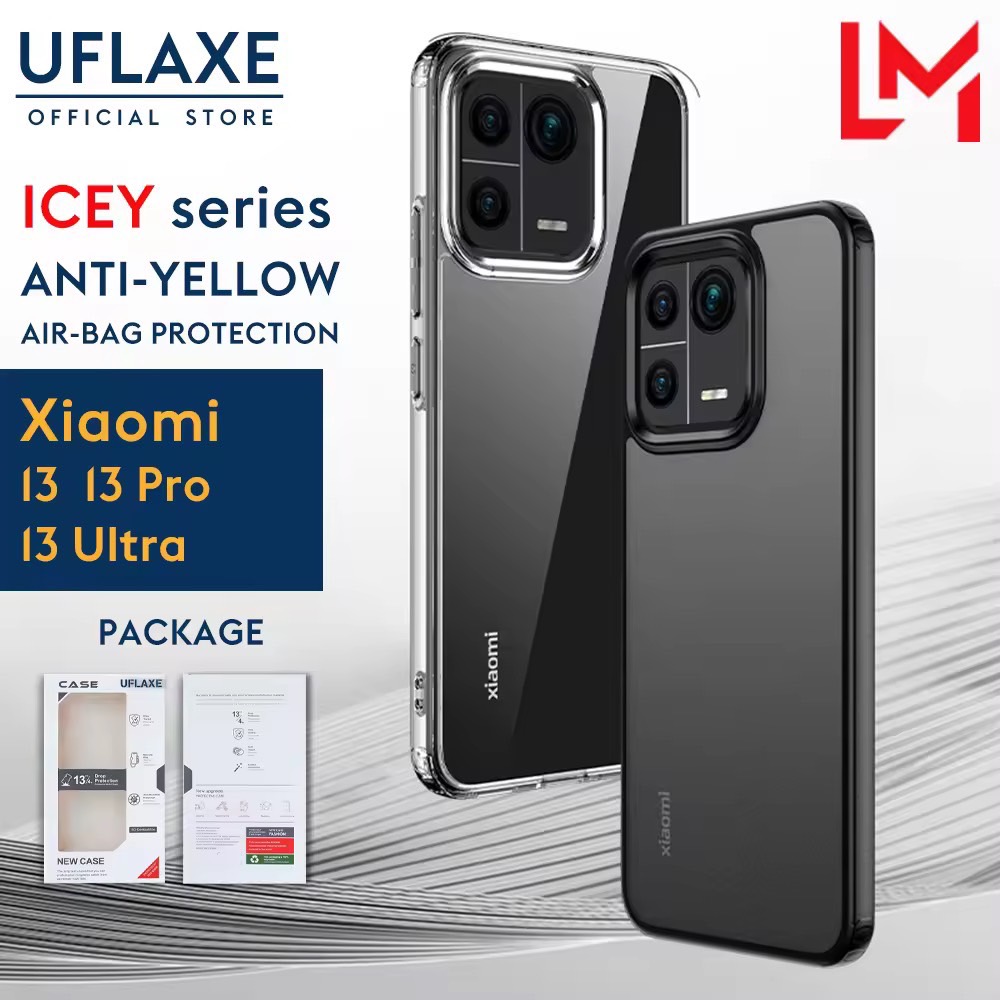 UFLAXE ICEY เคสแข็งกันกระแทกกสำหรับ Xiaomi 13 / 13 Pro / Xiaomi 13 Ultra เคสผิวด้านใสโปร่งแสง ป้องกันสีเหลือง เคสโทรศัพท์ป้องกันเต็มรูปแบบทนทาน