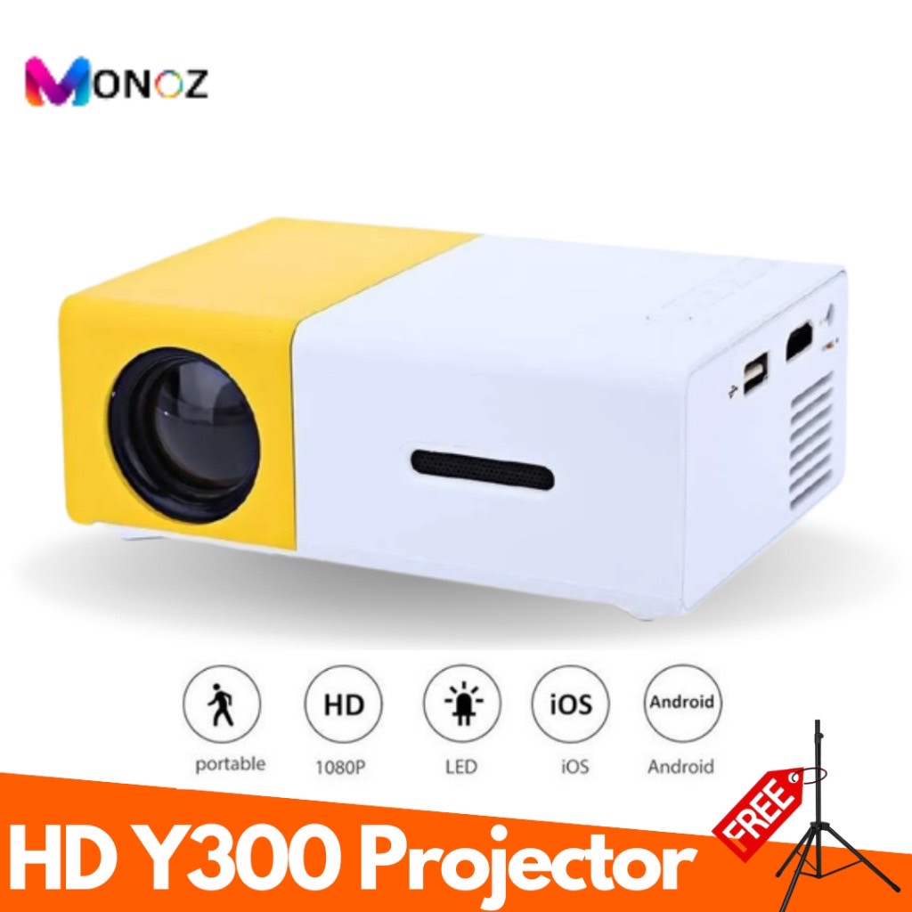 โปรเจคเตอร์ Y300 โปรเจคเตอร์พกพาขนาดเล็ก HD 1080P LED โทรศัพท์แล็ปท็อป Android HDMI USB โปรเจคเตอร์ขนาดเล็ก