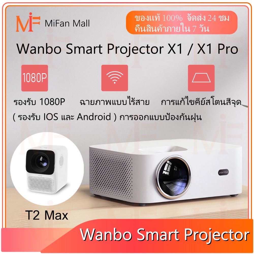 Wanbo X1 Pro Projector/ Wanbo X1 Projector โปรเจคเตอร์ ความละเอียด 1080P มีลำโพงในตัว รับประกัน 1 ปี