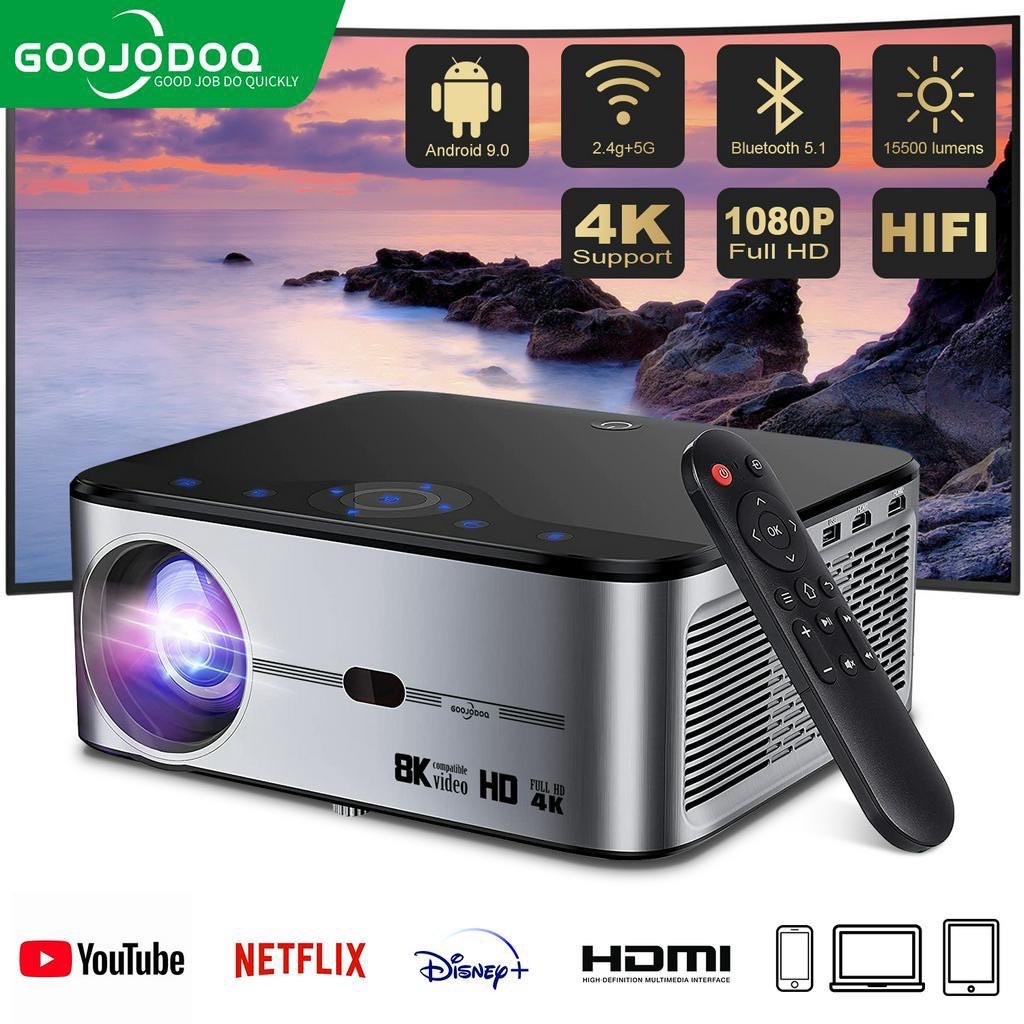 GOOJODOQ เครื่องฉายภาพ โปรเจคเตอร์ Projector Full HD 1080p 15500 LM รองรับ Android Wifi 8k 750ANSIN